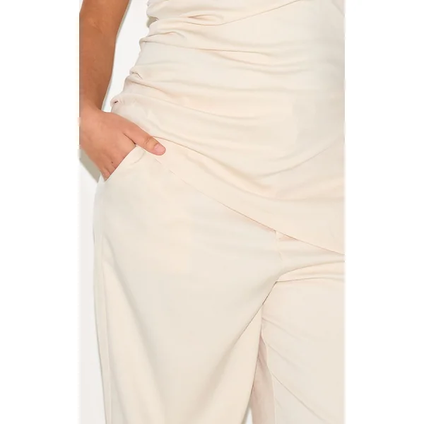 Amande Pantalon Large Tailleur Tissé Grande Taille Coordonné