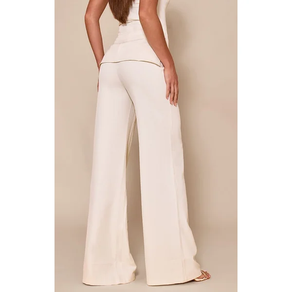 Amande Pantalon Taille Haute Coupe Large Ajusté Pour Grande Taille