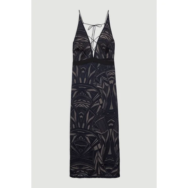 Amelia Graham Robe Colonne Tissée à Détails Lacés Burnout