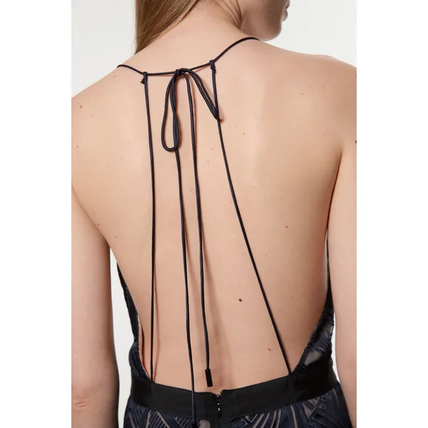 Amelia Graham Robe Colonne Tissée à Détails Lacés Burnout