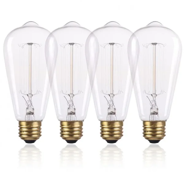 Ampoules LED à visser 4 x 60W pour Lampe E27 Incandescente Style Edison Vintage Ampoules Décoratives Rétro rondes, 3500 h