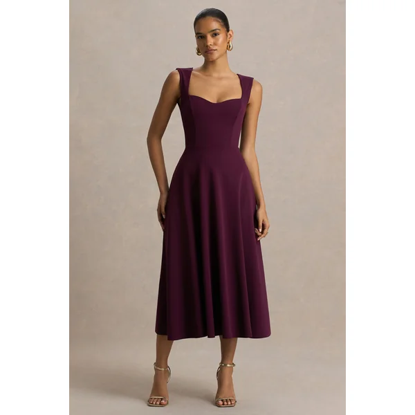 Andromeda | Robe Mi-Longue Bordeaux À Décolleté Cœur