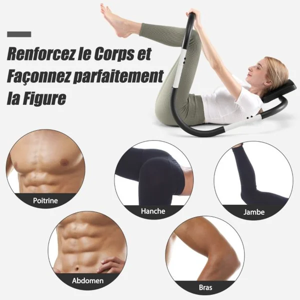 Appareil Abdominaux à Bascule avec Appuie-tête Rembourré Ergonomique et Portable pour Entraînement de Musculation à Domicile Blanc