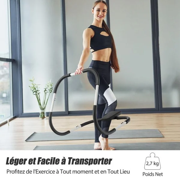 Appareil Abdominaux à Bascule avec Appuie-tête Rembourré Ergonomique et Portable pour Entraînement de Musculation à Domicile Blanc