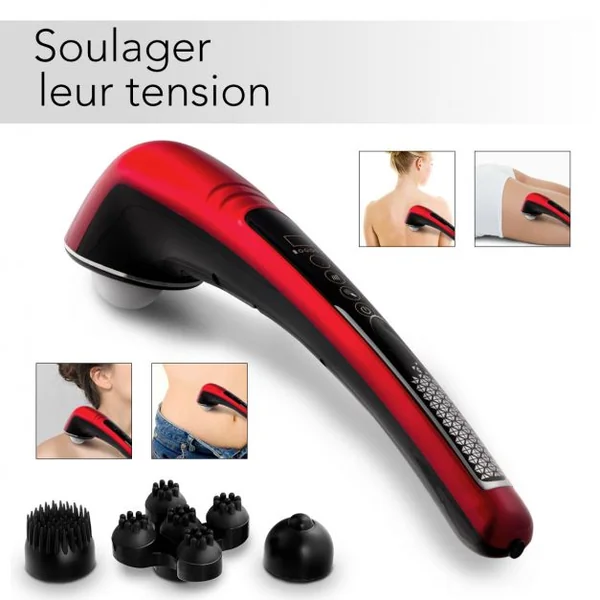 Appareil de Massage Portable à Chaleur sans Fil 16W Vitesse Variable 4 Têtes de Massages Corps Cou Epaules Pieds Jambes