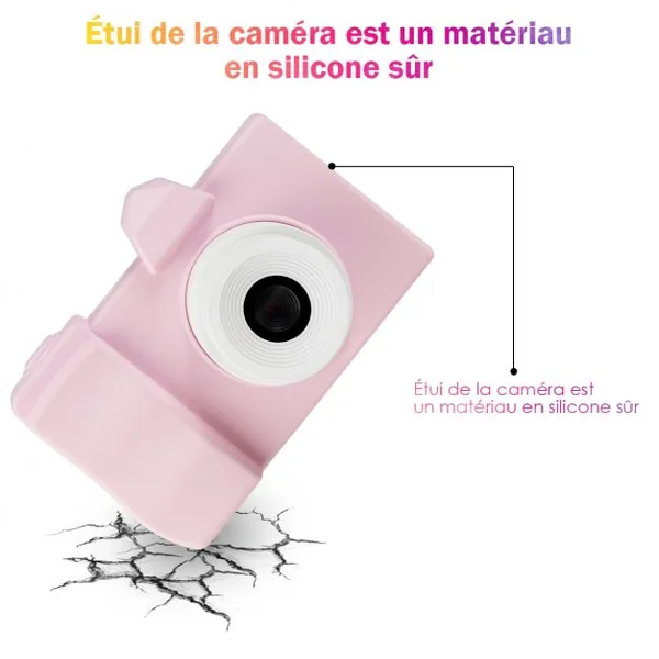 Appareil Photo Numérique pour Enfants 18 Mp 1080 P Ecran 5 Cm Carte Mémoire 16 Go Port Usb Coque en Silicone Rose