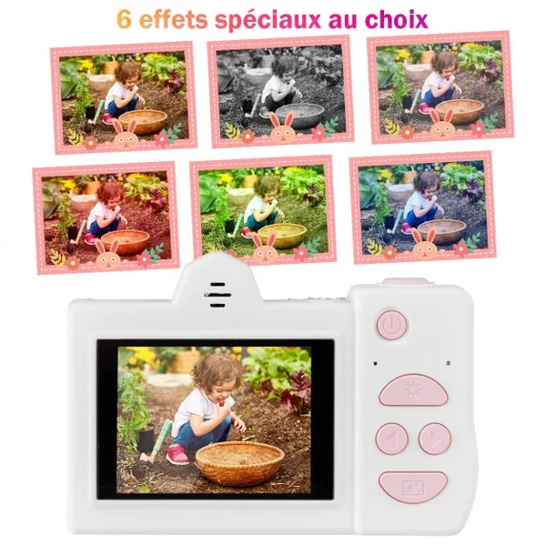 Appareil Photo Numérique pour Enfants 18 Mp 1080 P Ecran 5 Cm Carte Mémoire 16 Go Port Usb Coque en Silicone Rose