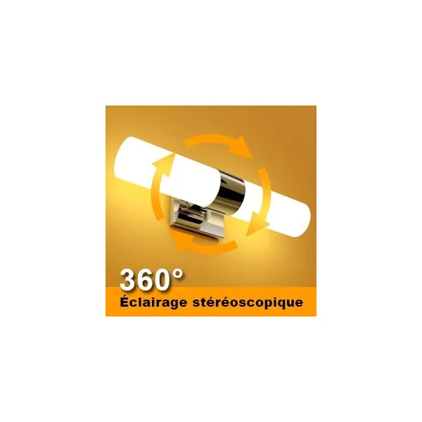 Applique Salle de Bain Murale 42CM 2 Ampoules 60W E27 Non-incluses Utilisation Multifonctionnelle