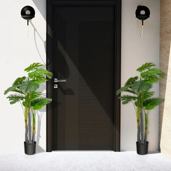 Arbre Artificiel 120cm avec Pot et 20 Feuilles Plante Faux Monstera Deliciosa pour Décoration Intérieur Exterieur Vert