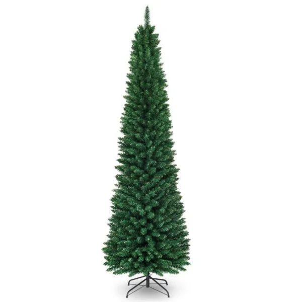 Arbre de Noël Artificiel 243 cm 1000 Branches Support en Métal Solide Aiguilles en PVC Décoration de Fêtes Vert Naturel