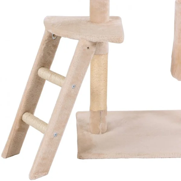Arbre à Chat 150cm Multi Niveaux Condo Plateforme Griffoir Echelle, MDF, 40 x 60 x 150 cm, Beige