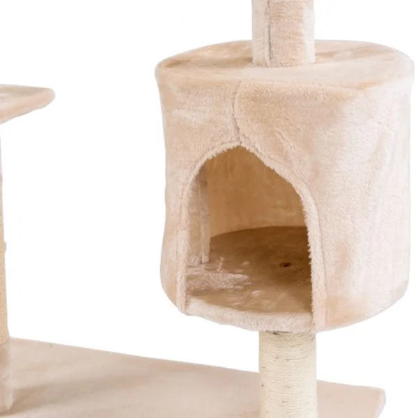 Arbre à Chat 150cm Multi Niveaux Condo Plateforme Griffoir Echelle, MDF, 40 x 60 x 150 cm, Beige