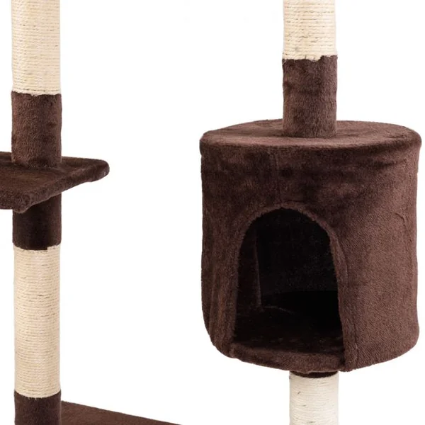 Arbre à Chat 150cm Multi Niveaux Condo Plateforme Griffoir Echelle, MDF, 40 x 60 x 150 cm, Café