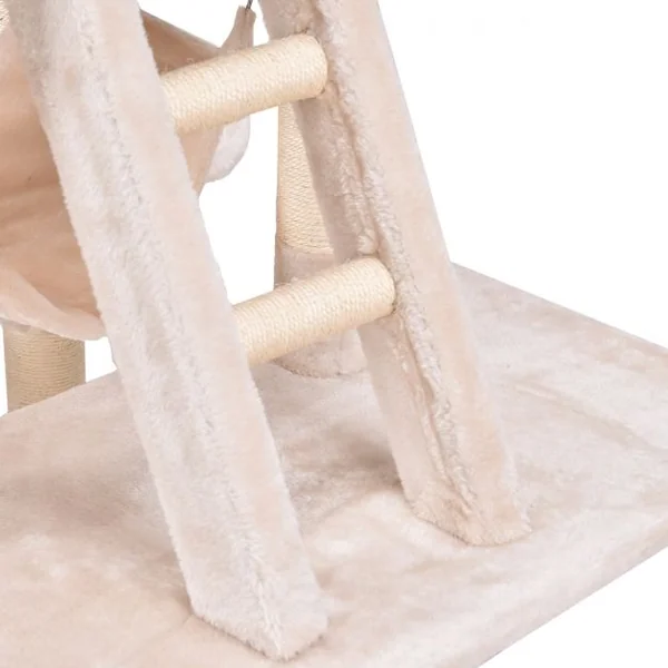 Arbre à Chat 5 niveaux avec Griffoir en sisal/Centre d'Activités/échelle/Hamac/Condo, 60 x 48 x 140 cm, Beige