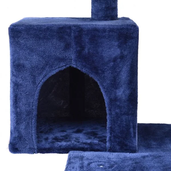 Arbre à Chat 5 niveaux avec Griffoir en sisal/Centre d'Activités/échelle/Hamac/Condo, 60 x 48 x 140 cm, Bleu foncé
