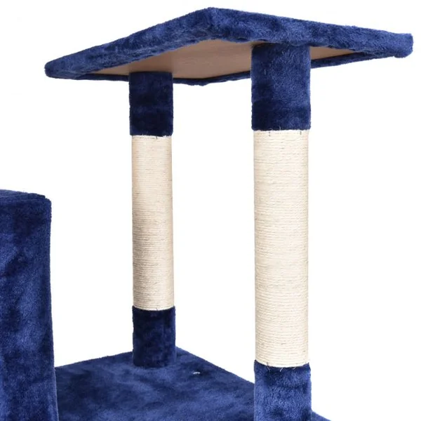 Arbre à Chat 5 niveaux avec Griffoir en sisal/Centre d'Activités/échelle/Hamac/Condo, 60 x 48 x 140 cm, Bleu foncé