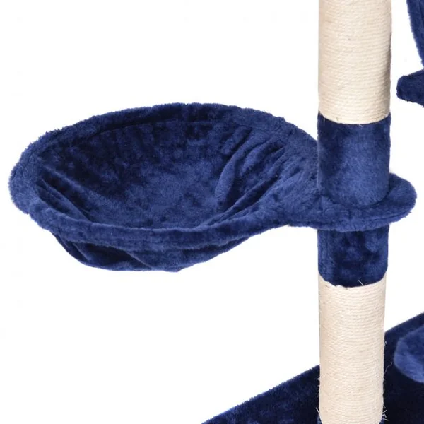 Arbre à Chat 5 niveaux avec Griffoir en sisal/Centre d'Activités/échelle/Hamac/Condo, 60 x 48 x 140 cm, Bleu foncé