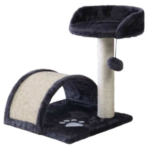 Arbre à Chat avec Griffoir en Sisal Centre d'Activités pour Chat en Panneau d’Aggloméré Flanelle, 36x36x44cm, Beige