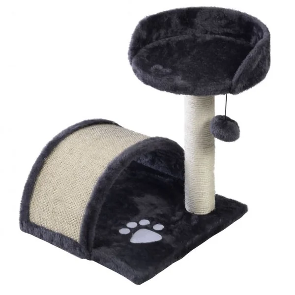 Arbre à Chat avec Griffoir en Sisal Centre d'Activités pour Chat en Panneau d’Aggloméré Flanelle, 36x36x44cm, Beige