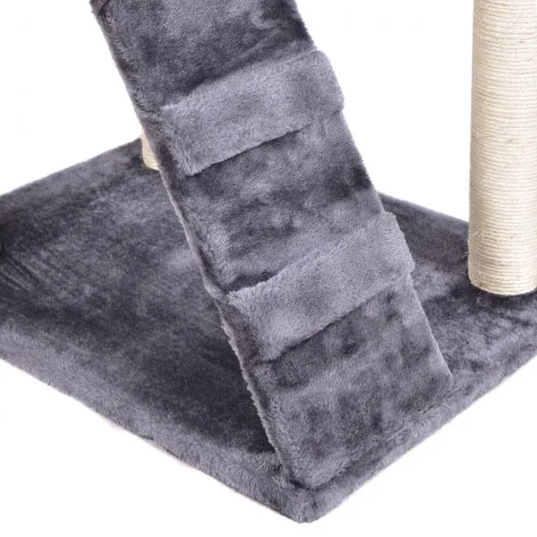Arbre à chat avec griffoir en sisal Maison de chat 2 niveaux avec entrées et rampe d’accès, 60x45x88cm, Gris