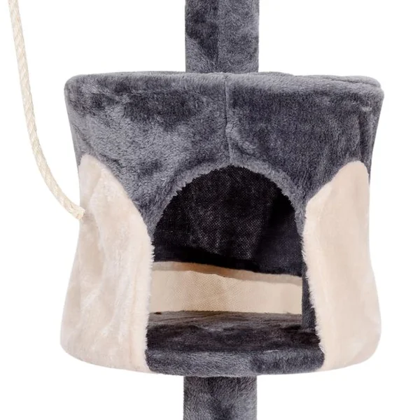 Arbre à Chat avec Griffoir en sisal niche en peluche jouet et hamac 112 cm Grand Centre d’Activité pour Chat Gris