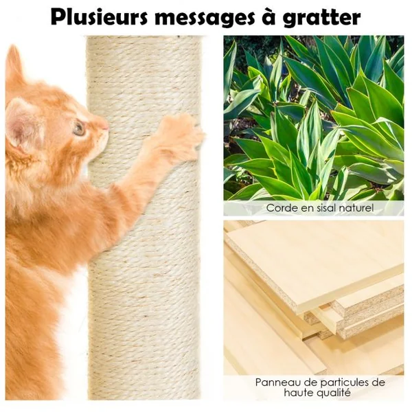 Arbre à Chat avec Multi-Etage Hamac Poteaux à Gratter et Plate pour Grimper s’Exercer et Dormir 87x50x155CM Gris foncé