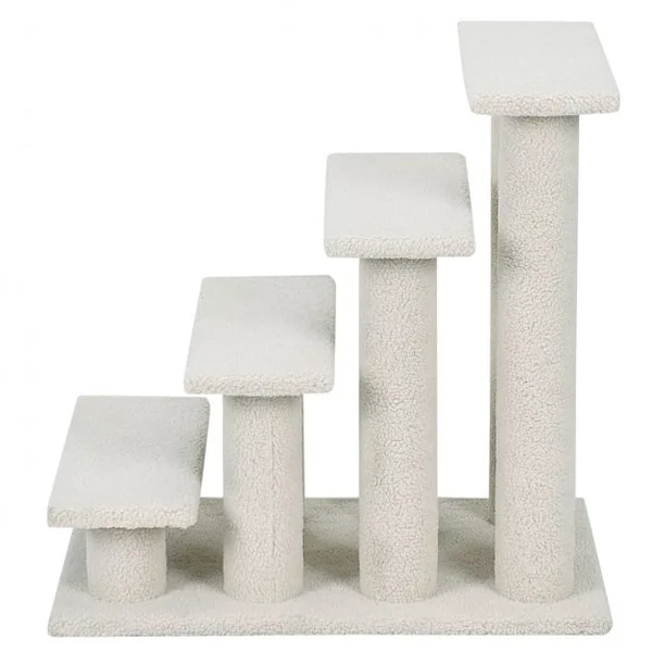 Arbre à chat en escalier à 4 étages Centre d'activités pour chat en Cachemire et MDF 60,5x40x60cm Beige