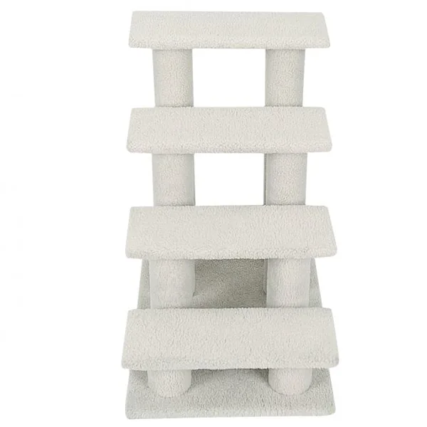 Arbre à chat en escalier à 4 étages Centre d'activités pour chat en Cachemire et MDF 60,5x40x60cm Beige