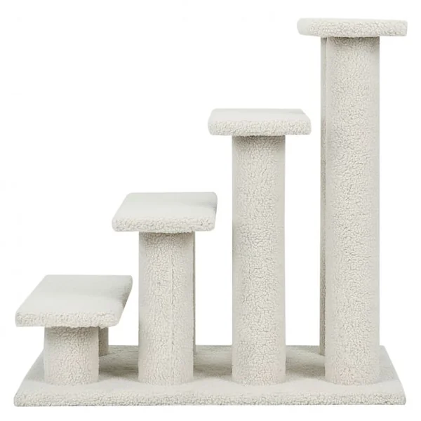 Arbre à chat en escalier à 4 étages Centre d'activités pour chat en Cachemire et MDF 60,5x40x60cm Beige