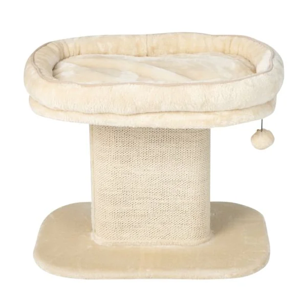 Arbre à Chat en Forme de Tour avec Lit Grand Perchoir en Peluche Tour à Gratter en Sisal pour Chaton Balle Interactive Beige/Gris
