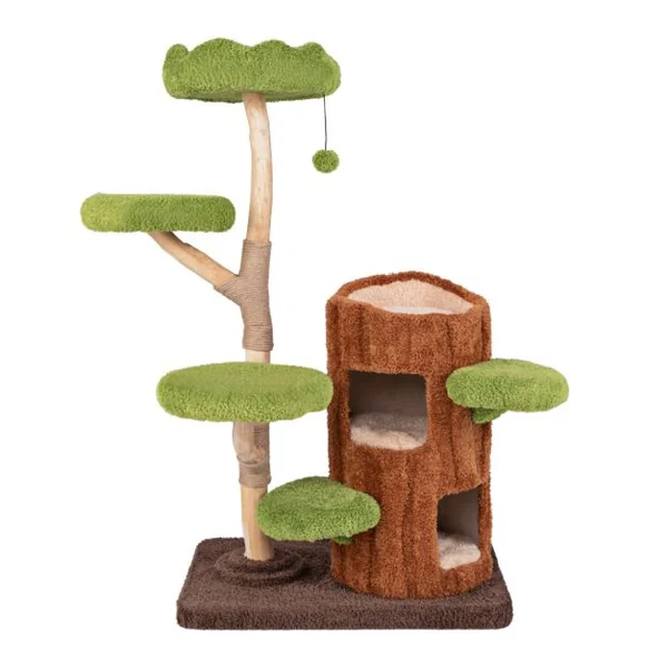 Arbre à Chat à Plusieurs Niveaux Tour pour Chat à 2 Etages Poteaux à Gratter en Sisal Perchoir Supérieur Plateformes Rondes Naturel