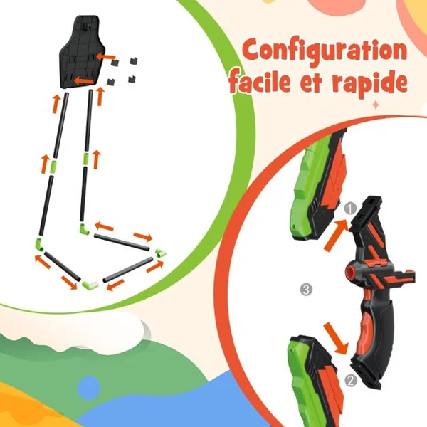 Arc et Flèche pour Enfants avec Lumières LED&20 Flèches 1 Cible Debout