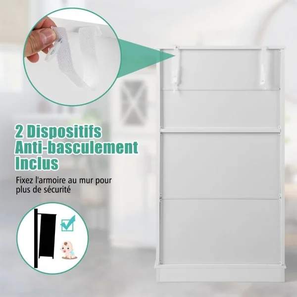 Armoire autoportante avec Portes et étagères Ajustables Meuble de Rangement Autoportant pour Salle de Bain Salon Entrée 60 x 30 x 108 cm Blanc