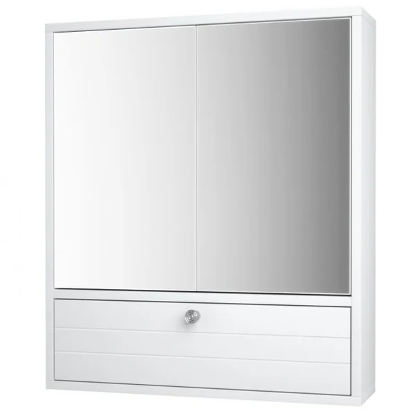 Armoire de Salle de Bain avec 2 Porte Miroir Meuble WC de Rangement Blanc 54 x 14 x 62 CM