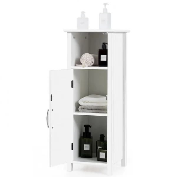 Armoire de Salle de Bains avec Etagère Réglable en Hauteur et 1 Porte pour Toilettes en Bois 30x30x80cm Blanc