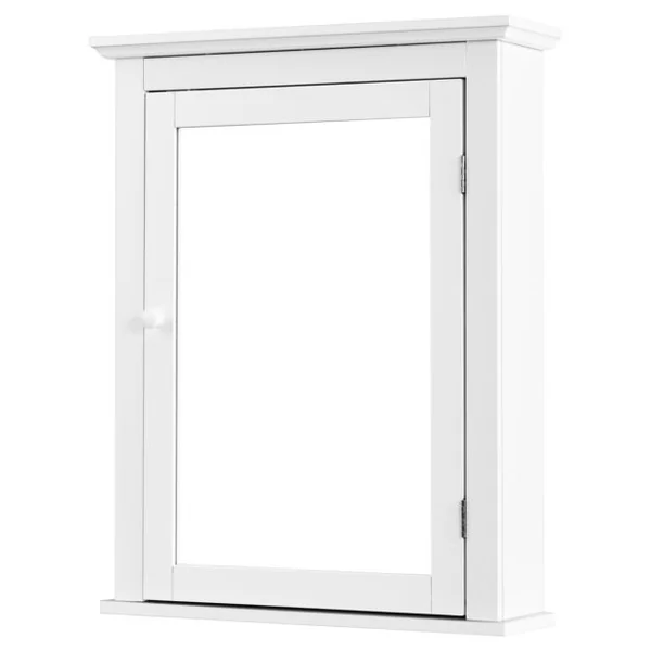 Armoire de Toilettes Mural avec Miroir et 2 Etagères Meuble de Salle de Bain MDF Tablette Ajustable en 5 Positions Marron