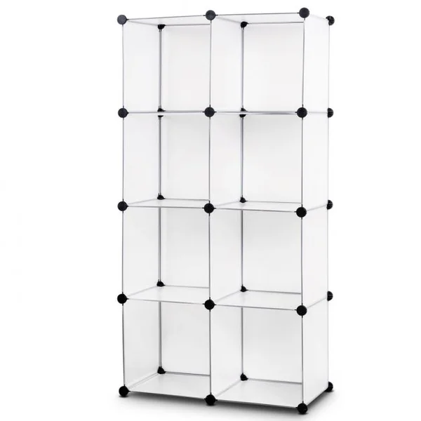 Armoire en Cubes Bibliothèque Etagères Plastique Cadre en Métal, empilable, modulable, semi-transparent, cube 35x35cm