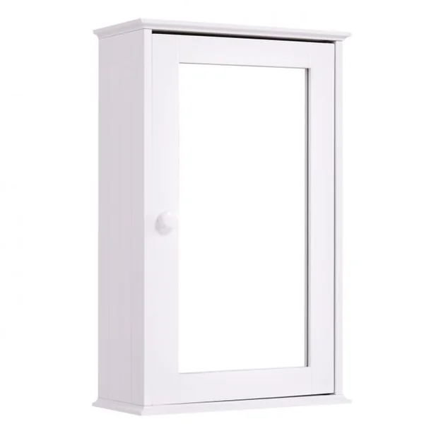 Armoire Murale de Salle de Bain Placard de Rangement Toilettes Meuble de Rangement avec Miroir 34 x 15 x 53 cm, Blanc