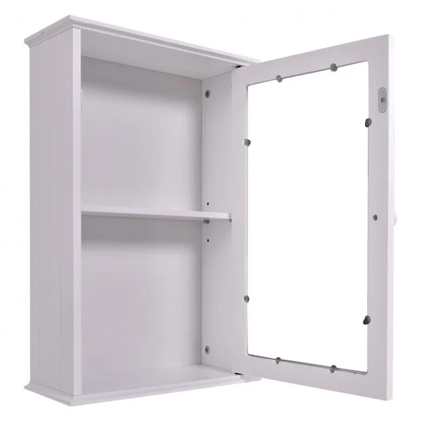 Armoire Murale de Salle de Bain Placard de Rangement Toilettes Meuble de Rangement avec Miroir 34 x 15 x 53 cm, Blanc
