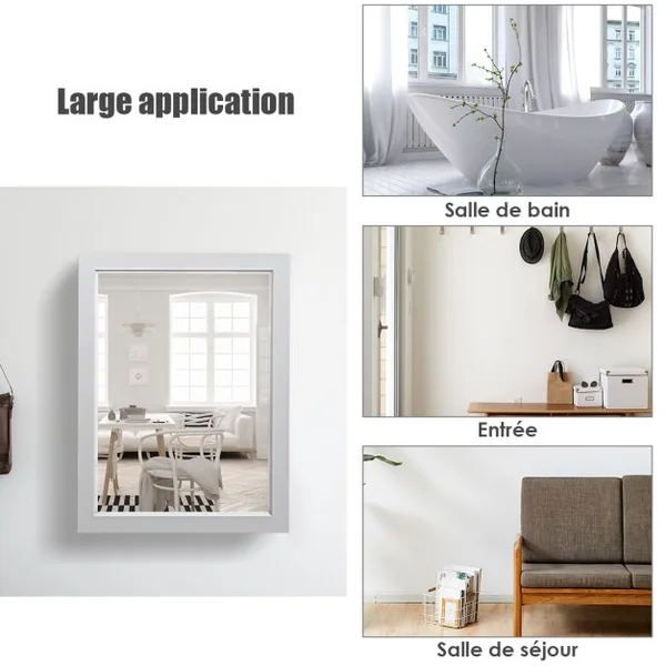 Armoire Murale Salle de Bain avec Miroir Armoire à Pharmacie avec Etagère à Hauteur Réglable Gris 51 x 16 x 66,5 CM Gris