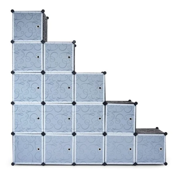 Armoire Penderie 20 Cube Armoire de Rangement en PP avec Tringle Motif Imprimé Armoire pour Vêtement Chaussures Jouets