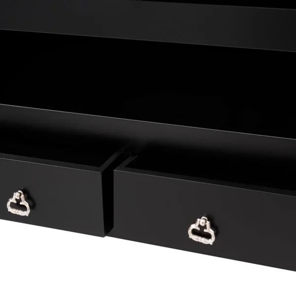 Armoire à Bijoux avec Miroir et Lumière LED Multiples Rangements, avec crochets pour porte, 120 x 36 x 10 cm, Noir