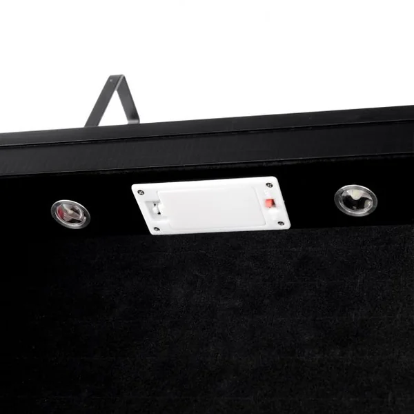 Armoire à Bijoux avec Miroir et Lumière LED Multiples Rangements, avec crochets pour porte, 120 x 36 x 10 cm, Noir
