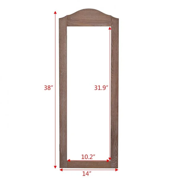 Armoire à Bijoux murale avec miroir Meuble de bijoux avec miroir en verre en MDF, 35,1 x 9,2 x 96 cm, Marron
