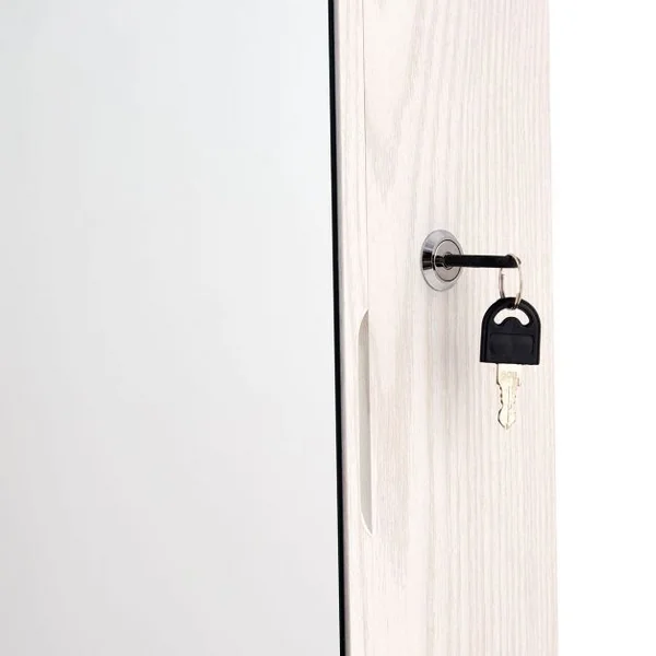 Armoire à bijoux murale/porte avec miroir Armoire de rangement de bijoux verrouillable en MDF 40x12x120cm Blanc