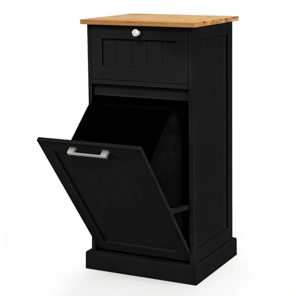 Armoire à Linge avec Panier à Linge Inclinable Armoire Autoportante avec Tiroir Armoire de Rangement avec pour Salle de Bain Chambre Buanderie Blanc/Gris/Noir