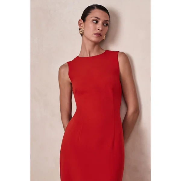 Astrelle | Robe longue rouge à col rond
