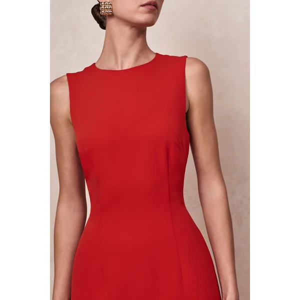 Astrelle | Robe longue rouge à col rond