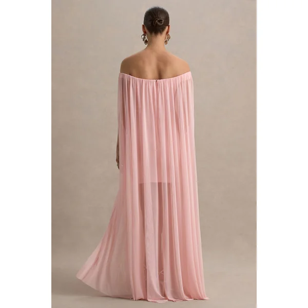 Atmosphere | Mini-robe de maternité rose bandeau avec superposition en résille