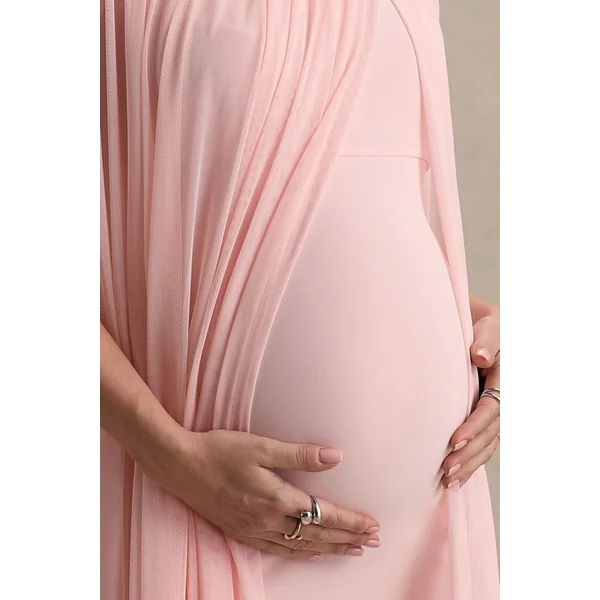 Atmosphere | Mini-robe de maternité rose bandeau avec superposition en résille